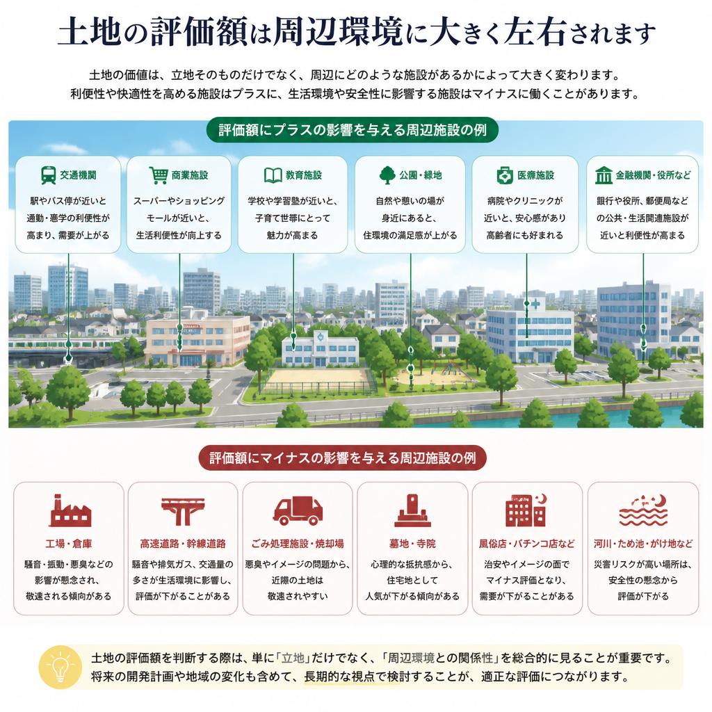 評価額に与える影響：周辺施設の存在