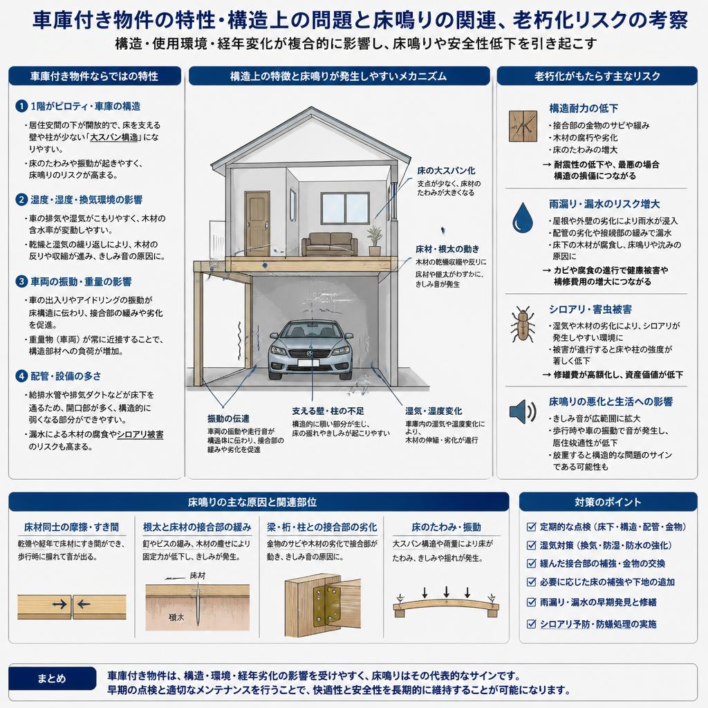 車庫付き物件に床鳴りが多い理由