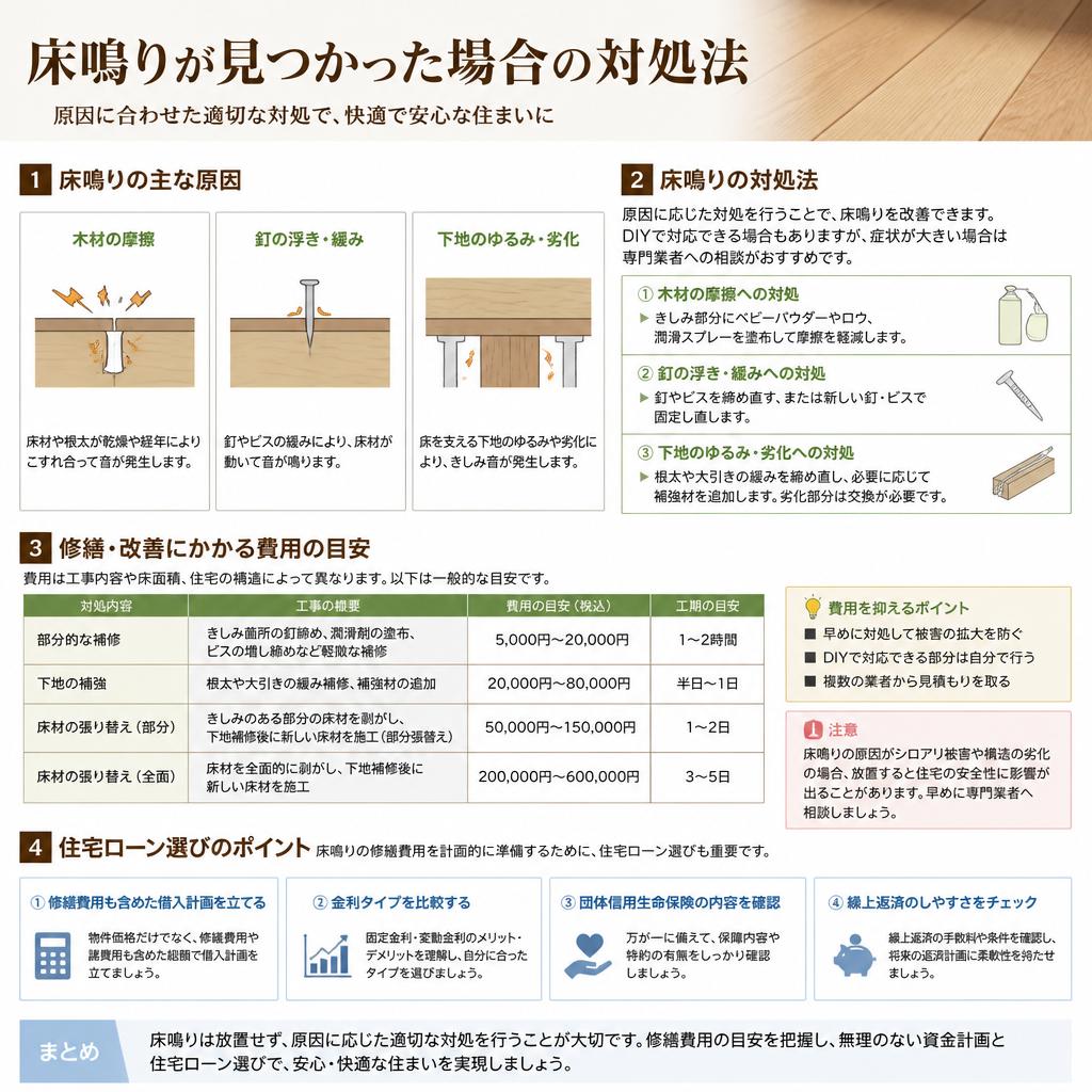 床鳴りがある場合の対処法とその費用