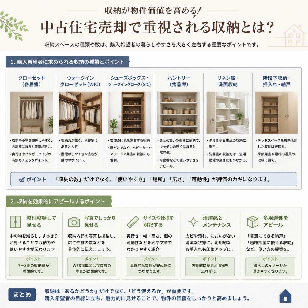 売却時に注意すべき収納の種類と数
