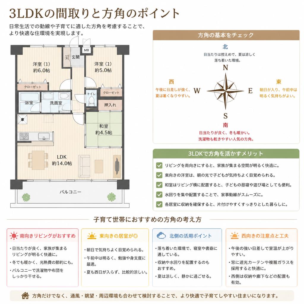 3LDK間取りの魅力と方角