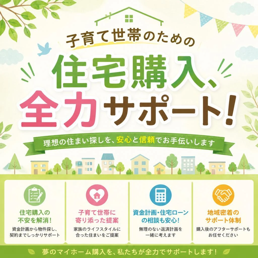 子育て世帯のための住宅購入、全力サポート！