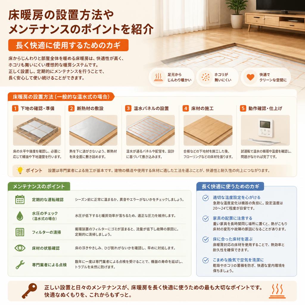 床暖房の設置とメンテナンス