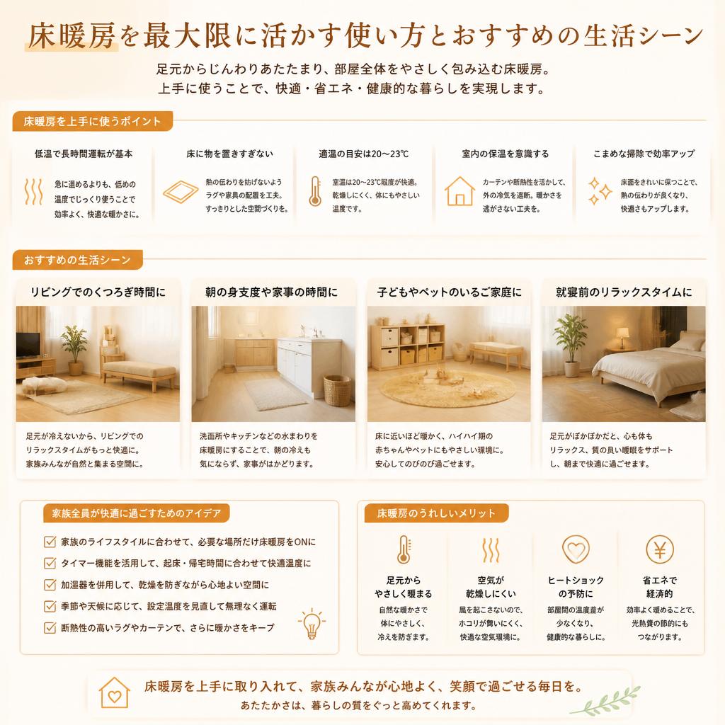 快適な暮らしのための床暖房活用法