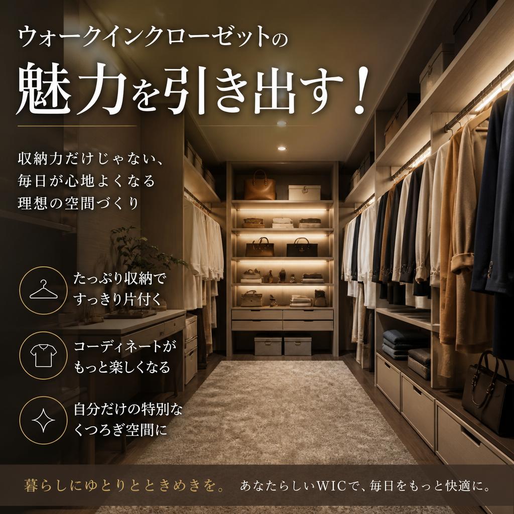 ウォークインクローゼットの魅力を引き出す！