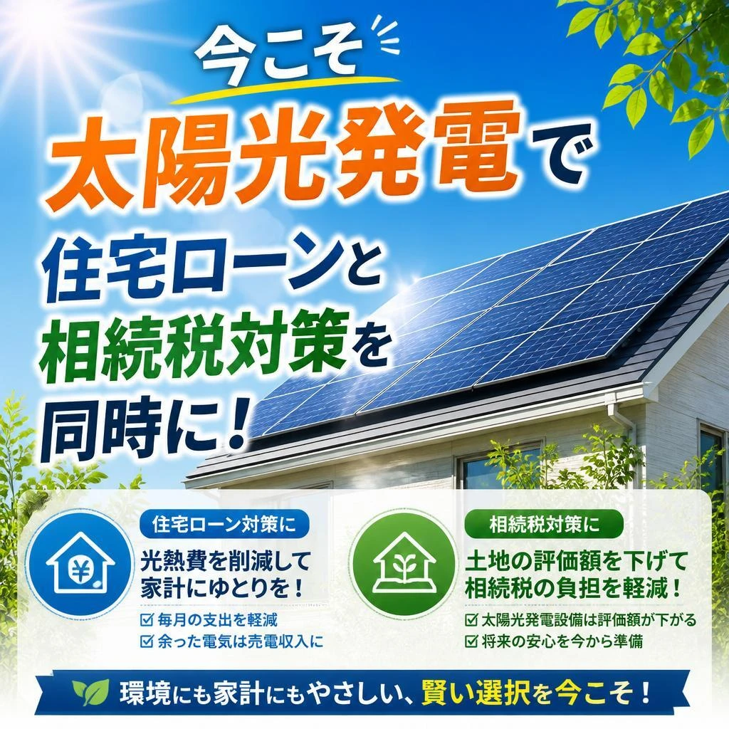 今こそ太陽光発電で住宅ローンと相続税対策を同時に！