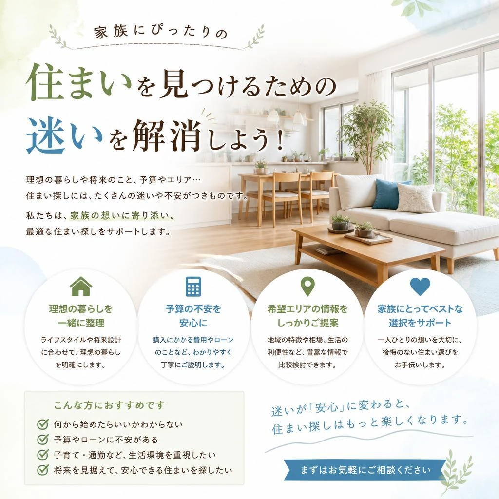 家族にぴったりの住まいを見つけるための迷いを解消しよう！