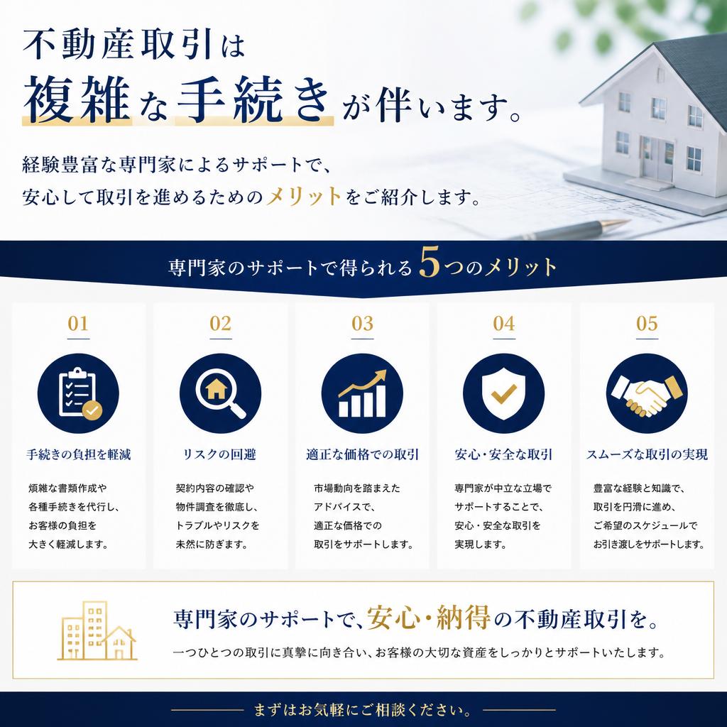 専門家によるサポートで安心の取引を実現