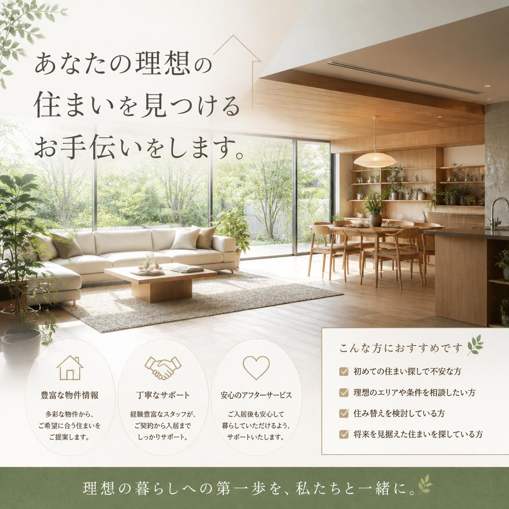 あなたの理想の住まいを見つけるお手伝いをします。