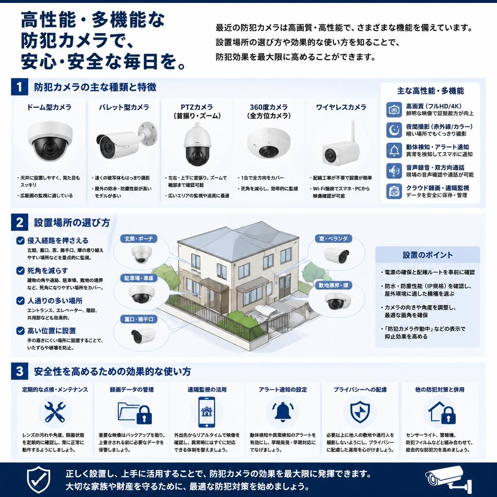2. 防犯カメラの選び方と設置のポイント