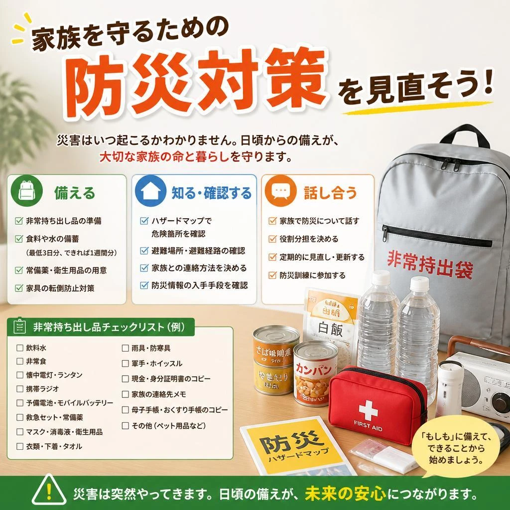 家族を守るための防災対策を見直そう！