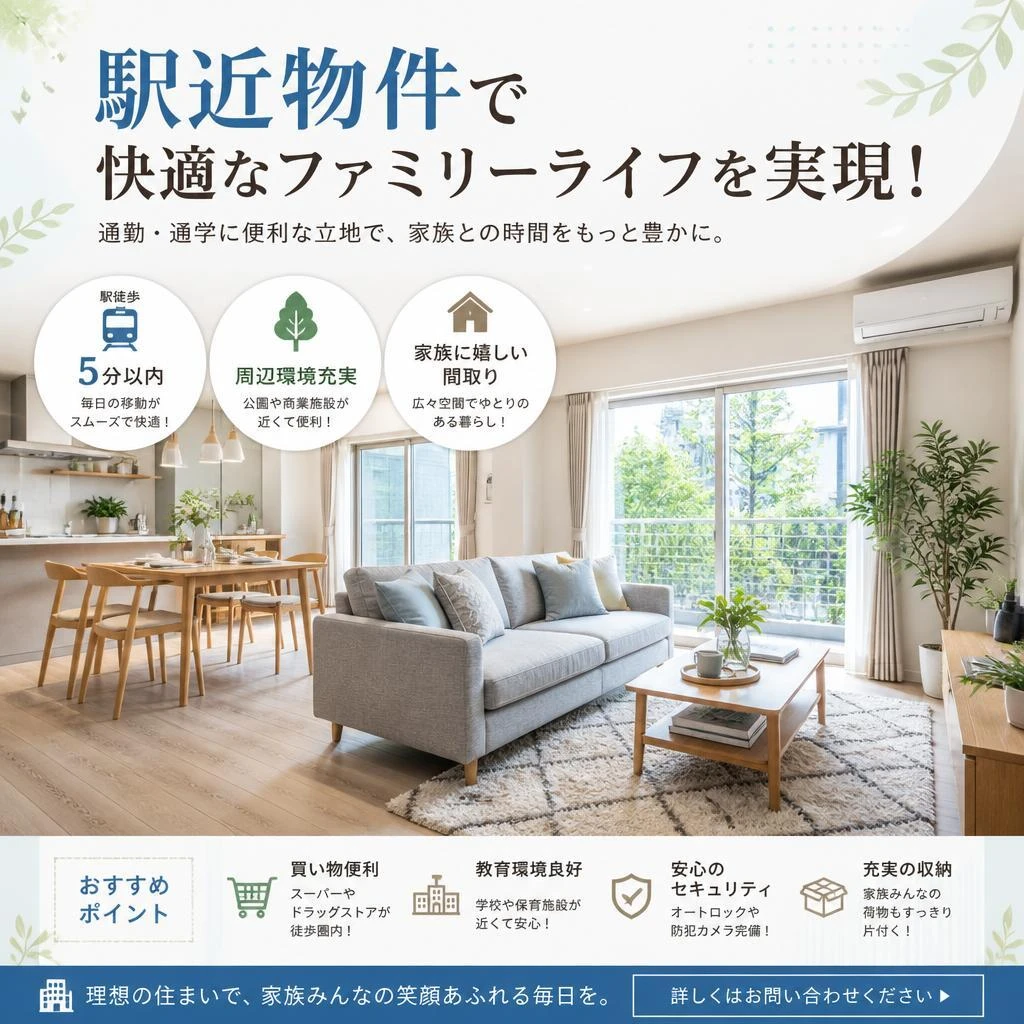 駅近物件で快適なファミリーライフを実現！